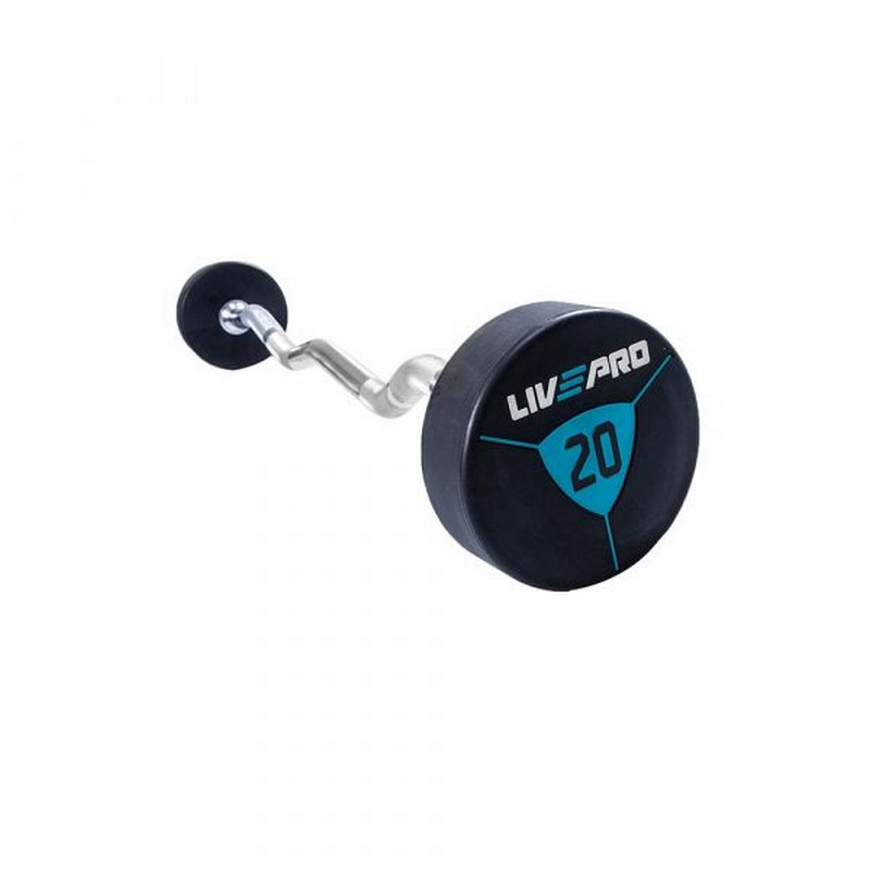 Фиксированная кривая штанга Live Pro Ez Curl Urethane Barbells LP8011-30 30кг 800_800