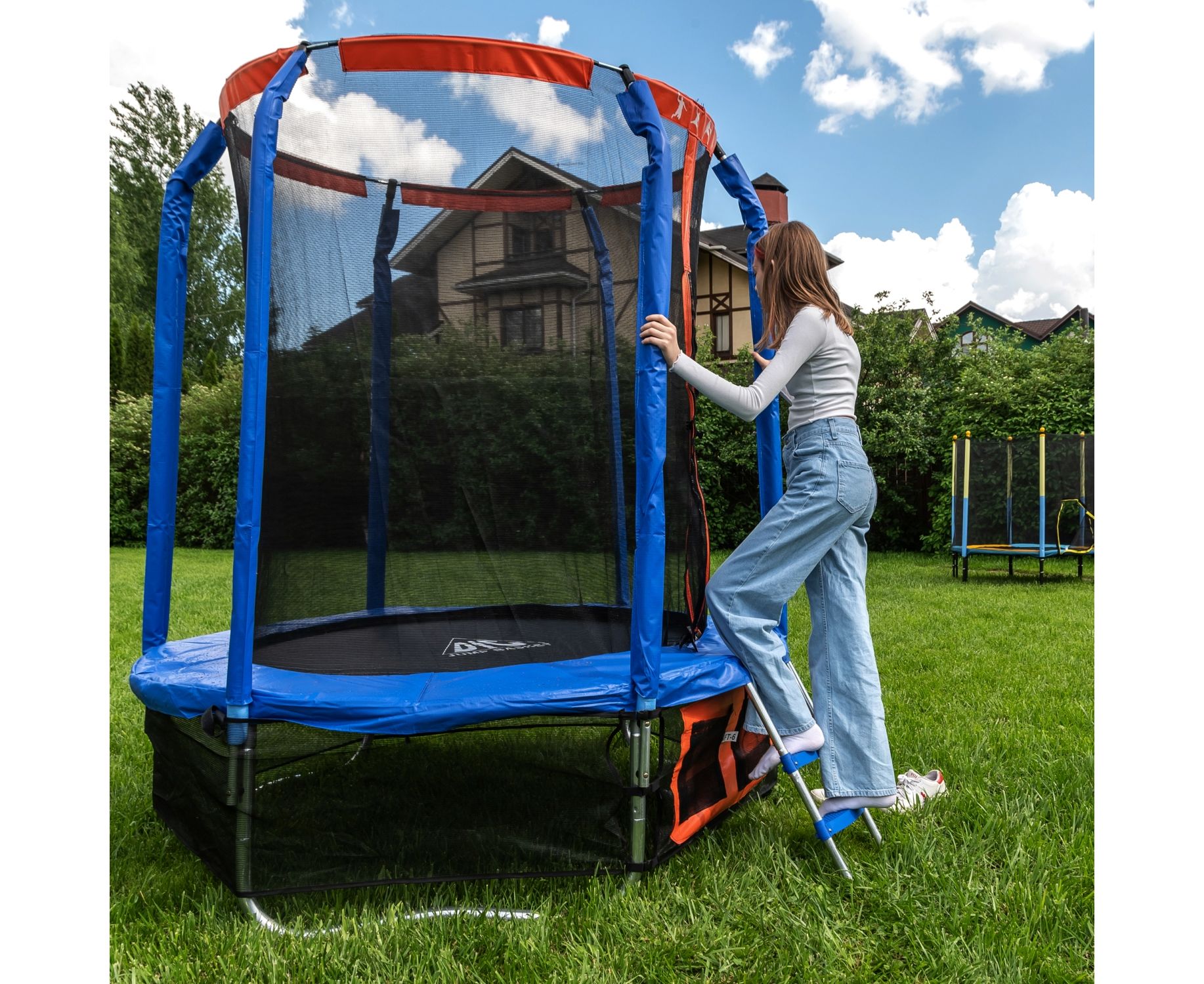 Батут DFC Jump Basket 6ft внутр.сетка, лестница (183cм) 6FT-JBSK-B 1834_1500